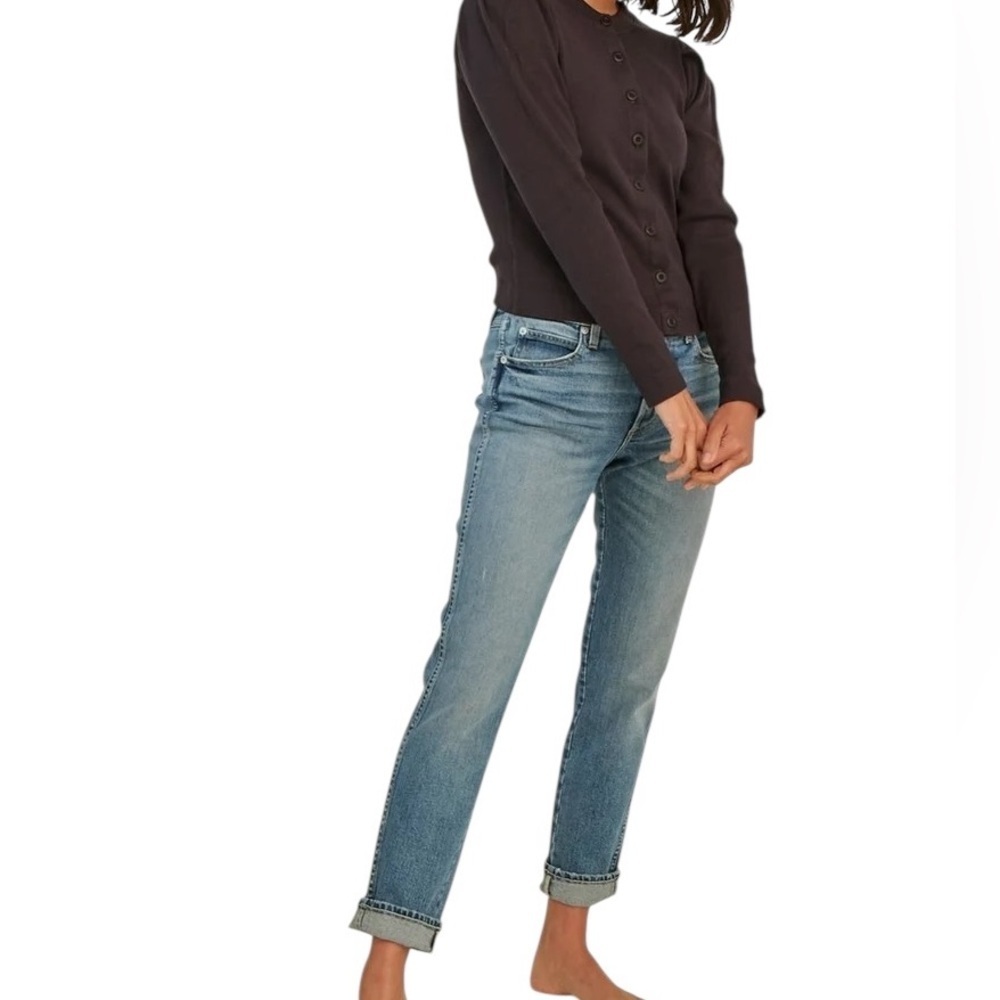AMO Tomboy Jean Med Wash Sz. 27 Ankle Button~Fly Stretch Mid Rise Boho $286
